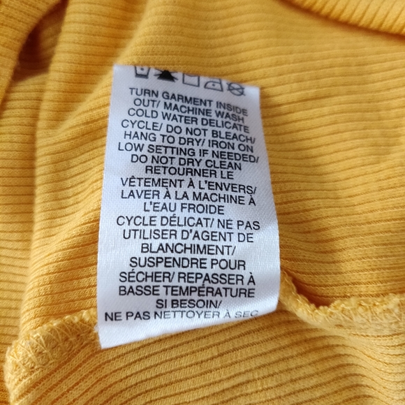 Ardene Bright Yellow Ribbed Tie-Sleeve Top Large - Picture 9 of 9